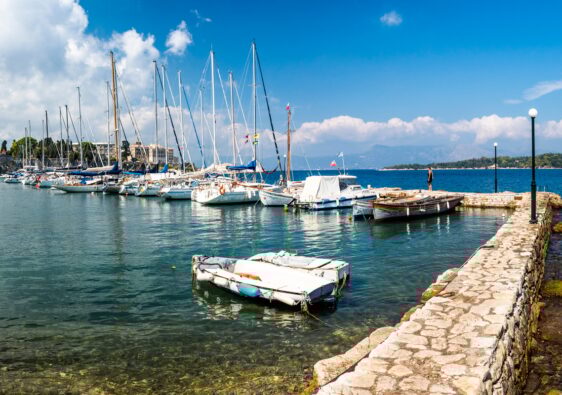 Sailing boats, Corfu Old Town (Kerkyra), Corfu Island, Ionian Islands, Greece, Europe