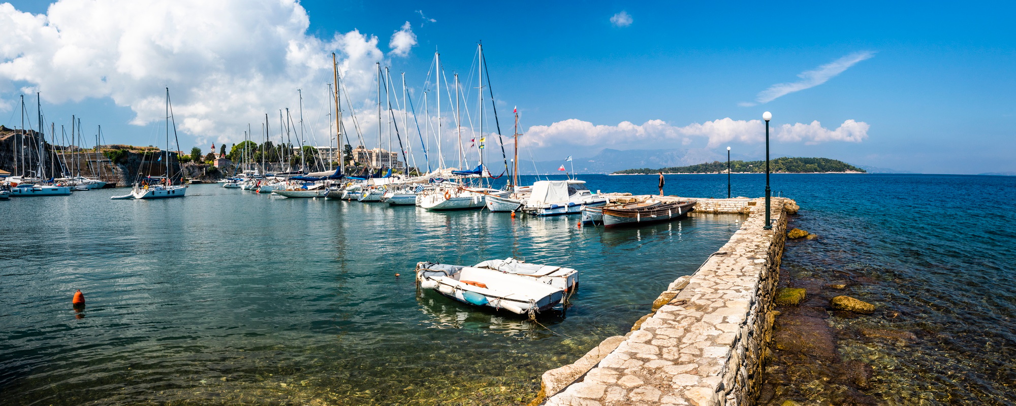 Sailing boats, Corfu Old Town (Kerkyra), Corfu Island, Ionian Islands, Greece, Europe