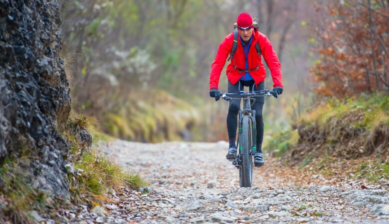 Biker with mountain bike