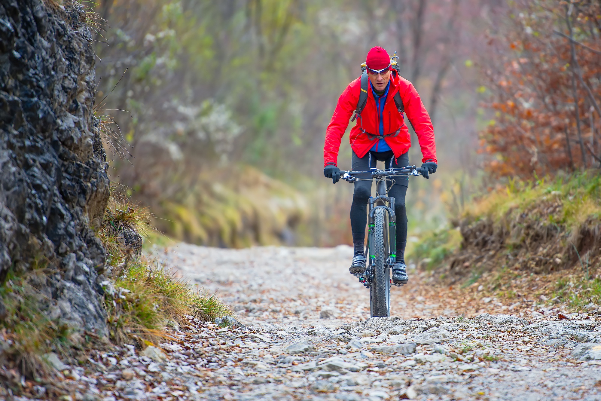 Biker with mountain bike