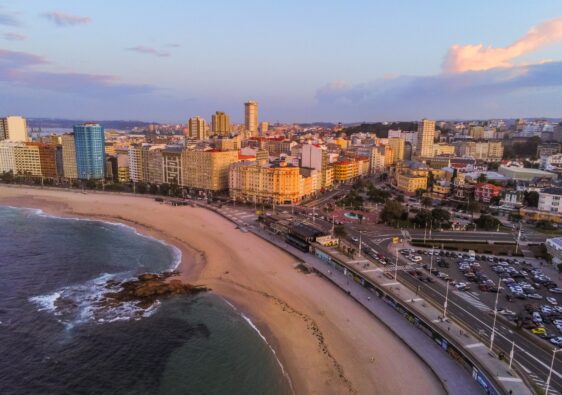 Coruna. Aerial view in Riazor. Galicia.Spain. Drone Photo