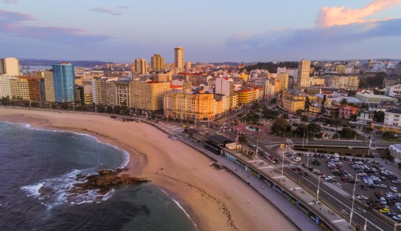 Coruna. Aerial view in Riazor. Galicia.Spain. Drone Photo
