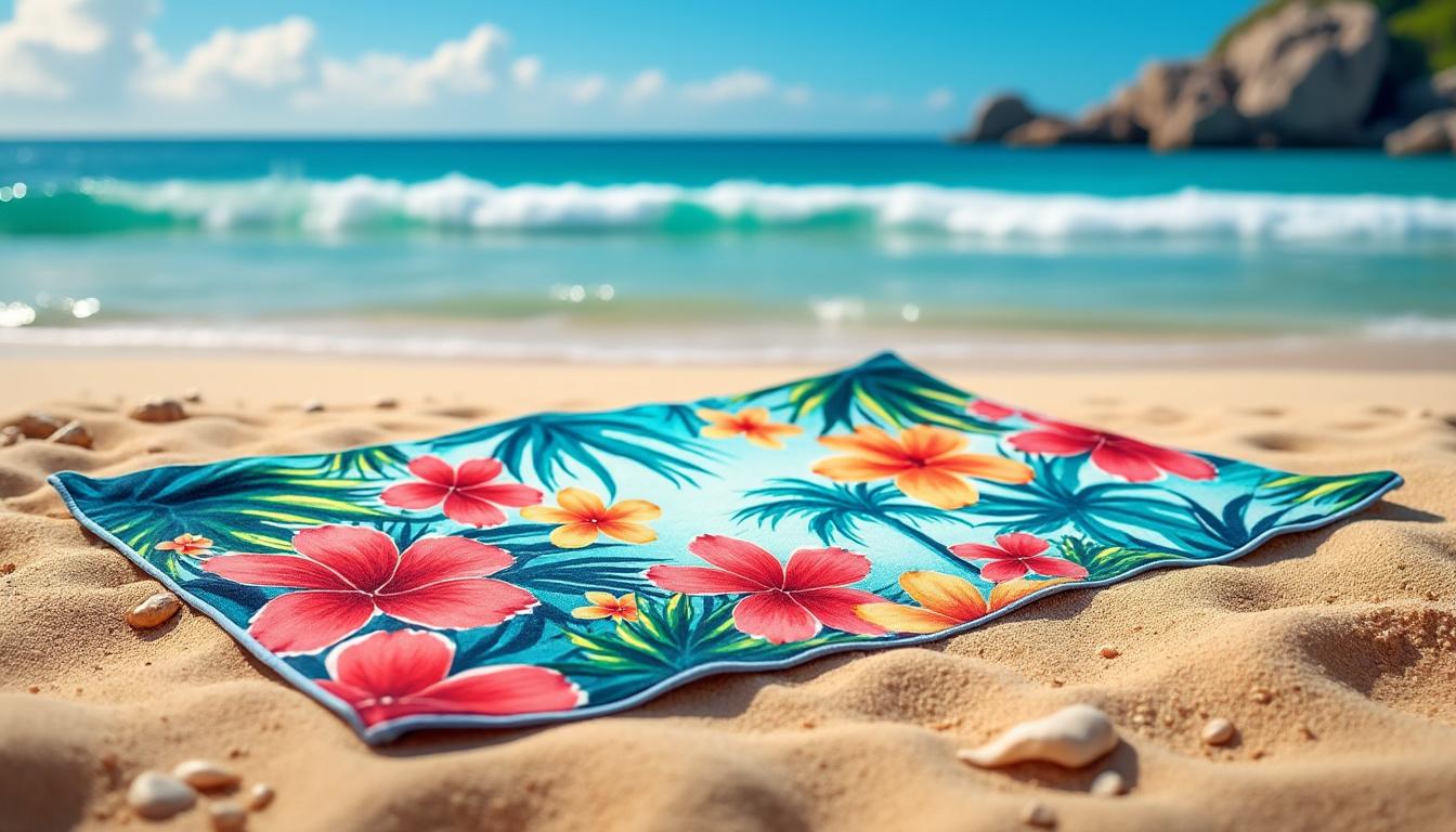 découvrez notre serviette de plage en microfibre, l'accessoire idéal pour vos escales ! légère, absorbante et sèche en un temps record, elle vous accompagne partout où le soleil brille. parfaite pour les vacances, les pique-niques ou les journées à la mer, alliez confort et praticité avec notre serviette.