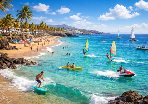 découvrez puerto del carmen à lanzarote, un véritable paradis pour les amateurs de sports nautiques avec ses plages magnifiques, ses eaux cristallines et une multitude d'activités aquatiques pour tous les niveaux.