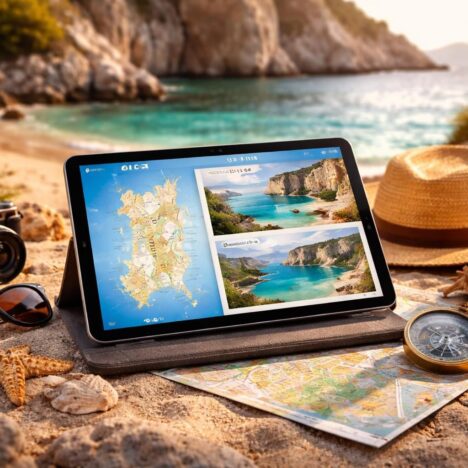 Voyage en groupe : planning vacances partagé sur tablette tactile